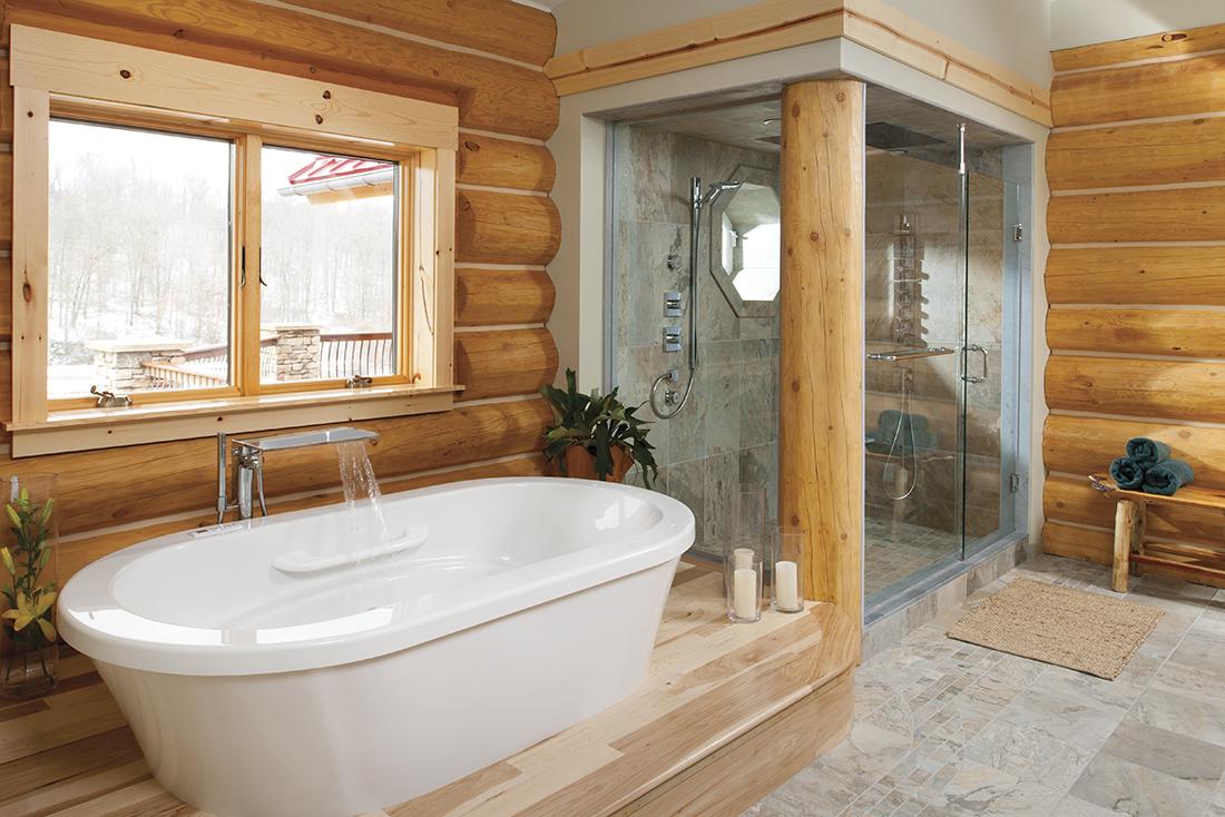 Душевая перегородка в ванной деревянного дома