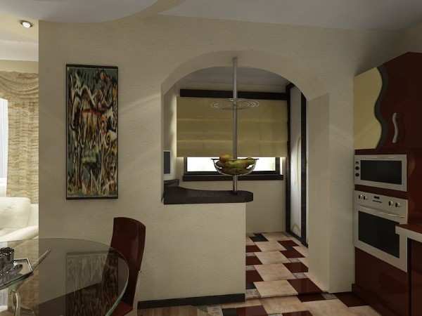 интерьер кухни 9 кв с балконом, фото 54