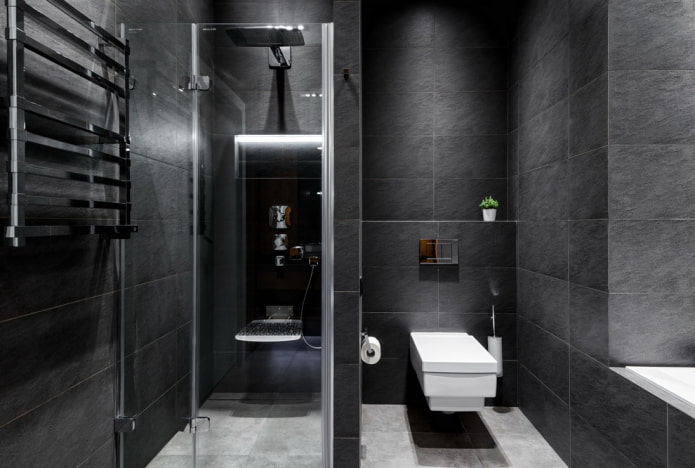 плитка черного цвета в интерьере ванной