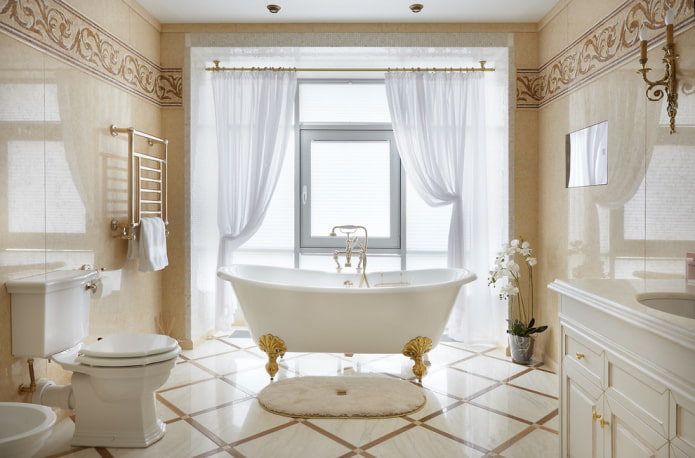 плитка в интерьере ванной в классическом стиле