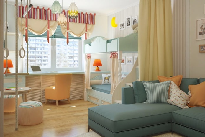 дизайн интерьера совмещенной детской-гостиной