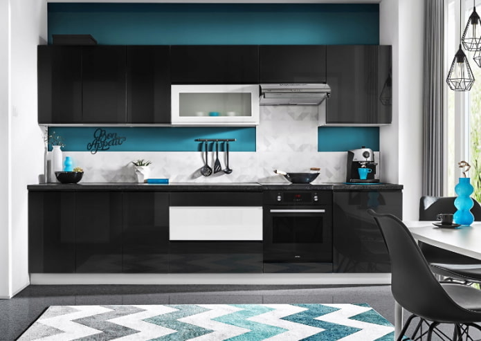 черно-голубая кухня