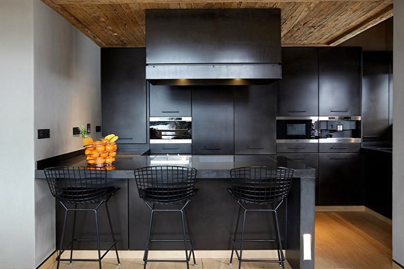 Черная кухня в стиле минимализма