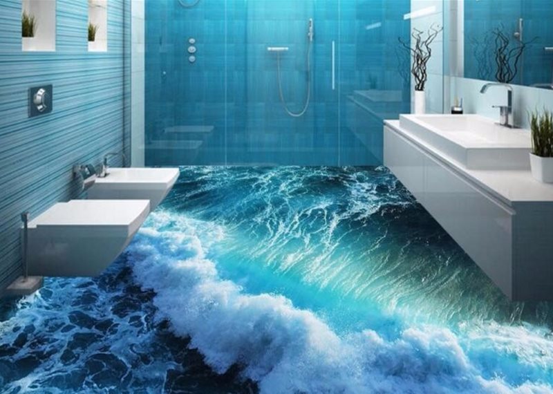 Ванная комната с 3d наливным полом