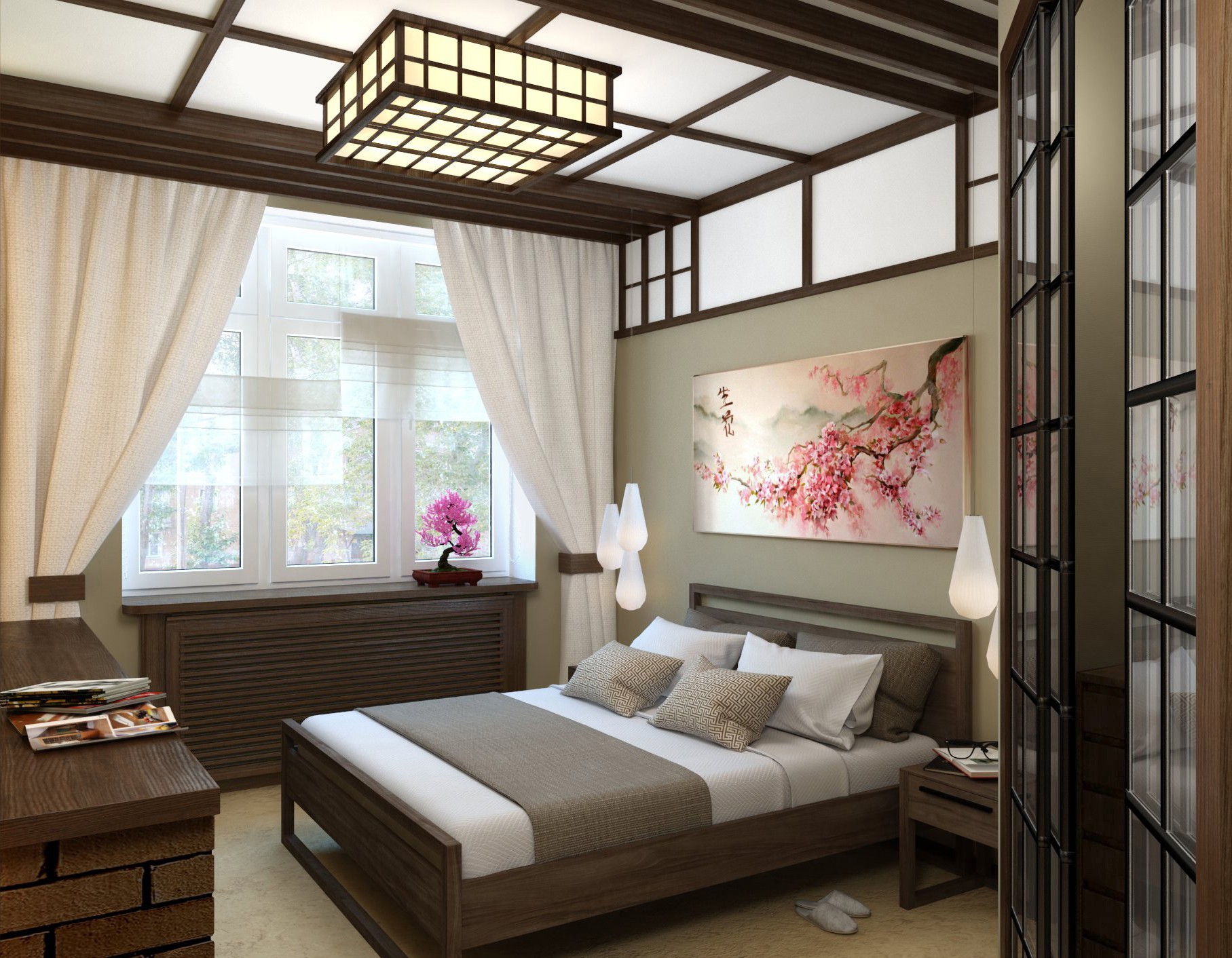 спальня площадью 5 на 5 метров японский стиль