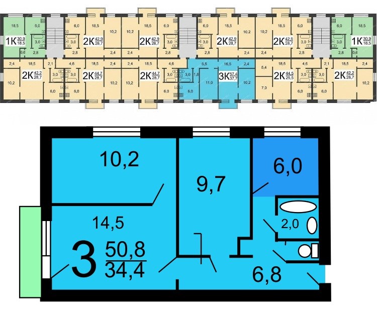 Схема планировки кирпичной хрущевки в доме серии I-447С-54