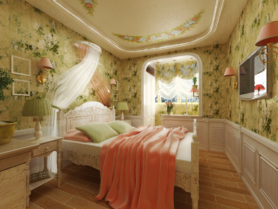 Красивые обои в спальне прованского стиля
