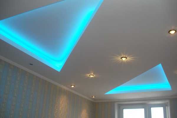  Могоуровневые потолки из гипсокартона с подсветкой