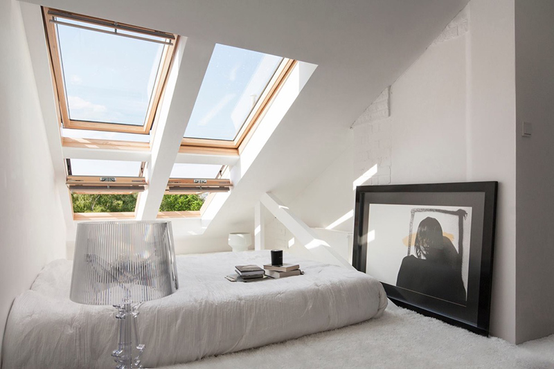 White Attic Bedroom