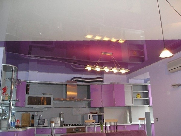 цвета натяжных потолков кухня