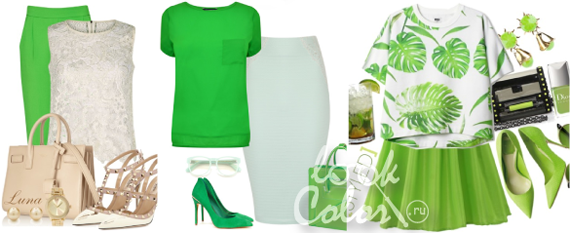 сочетание белого и зеленого цвета в одежде