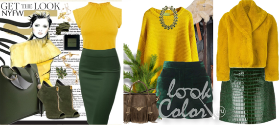 сочетание желтого и зеленого цвета в одежде