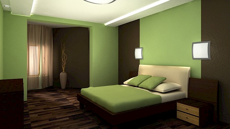 Зеленые обои для спальни