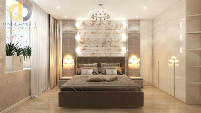 Современные идеи в дизайне спальни в бежевых тонах. Фото 2017