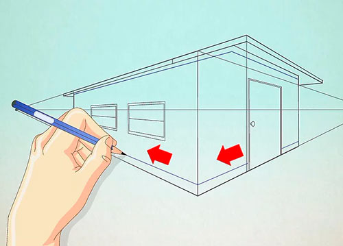 Рисуем объемный дом - Шаг 9 - Добавьте больше мелких деталей