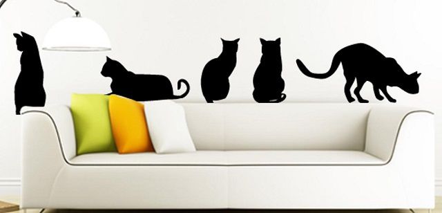"Кошачья стая", изображенная трафаретным методом