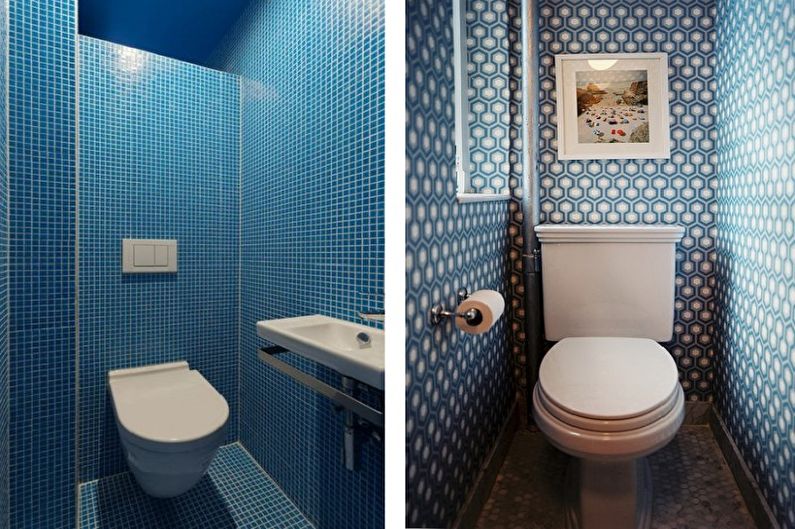 Голубой маленький туалет - Дизайн интерьера