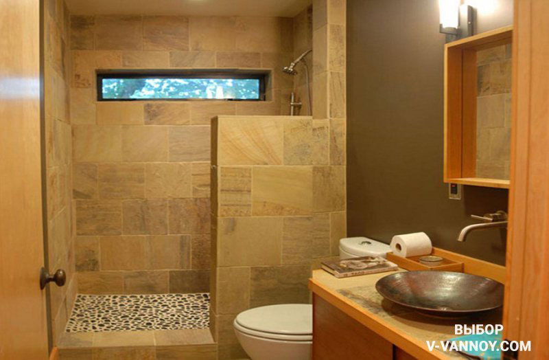 В тесной комнате лучше заменить ванну на душевую кабину. Таким образом вы сэкономите достаточно много места.
