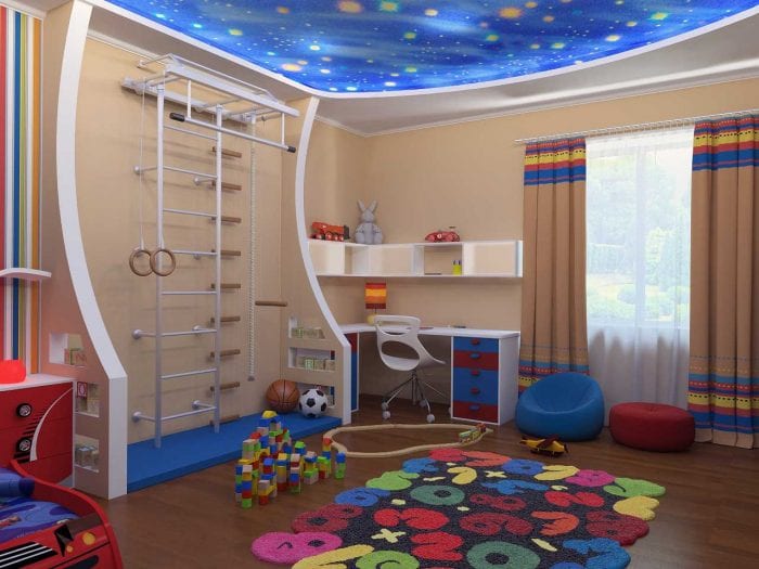 вариант красивого декора детской комнаты для двух мальчиков